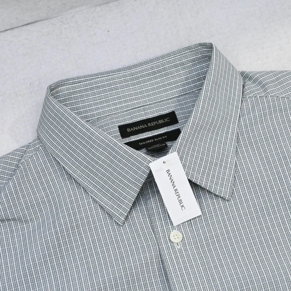 Banana Republic Button Down‎ Men XL NEW Tailored Slim Fit Plaid Long Sleeve
